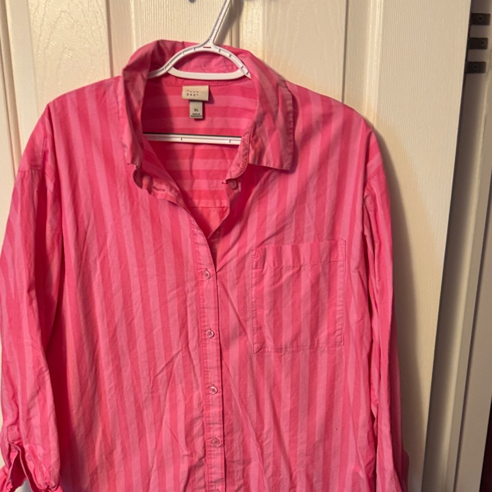 A New Day Pink Striped Blouse